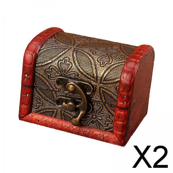 2xDecorative Storage Box Decor Wooden Box for Earrings Hairpins Bracelets Style C