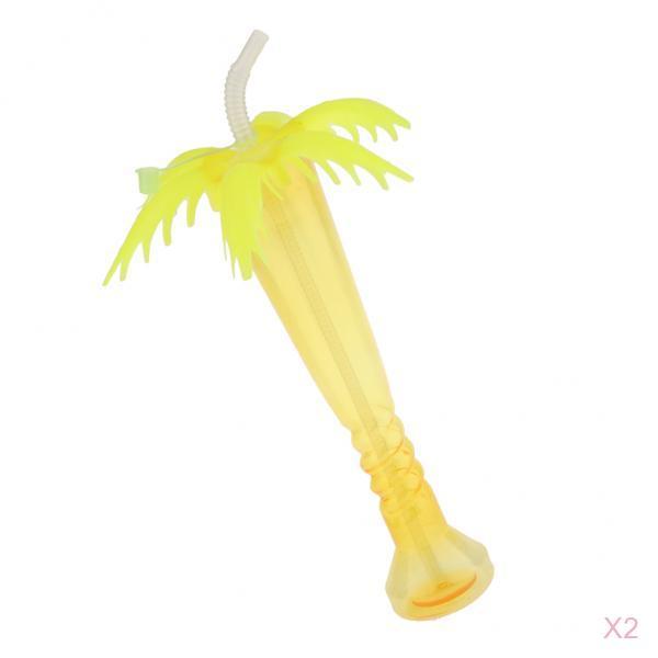 2pcs Tropical Palm Tree Yard Cup Hawaiian Summer Beach Party Drinks Cup
