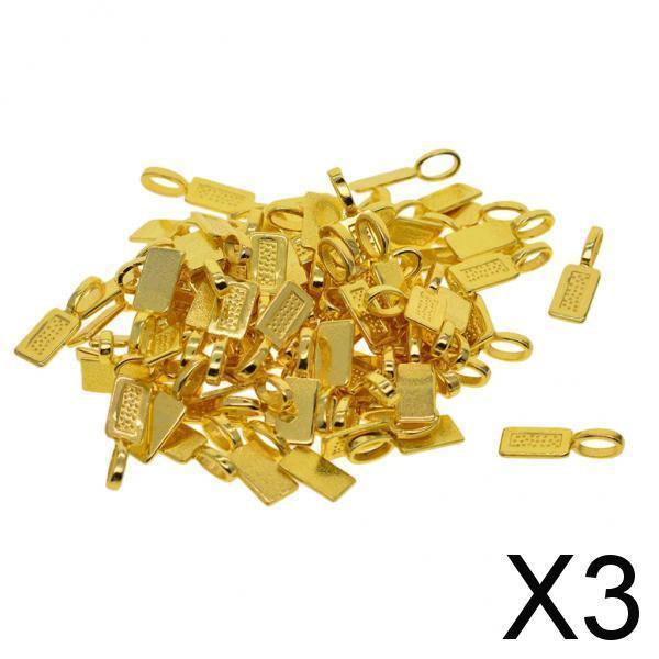 3x50 Pieces Blank Rectangle Bezel Rectangle Glue On Bails Pendant Cabochon DIY