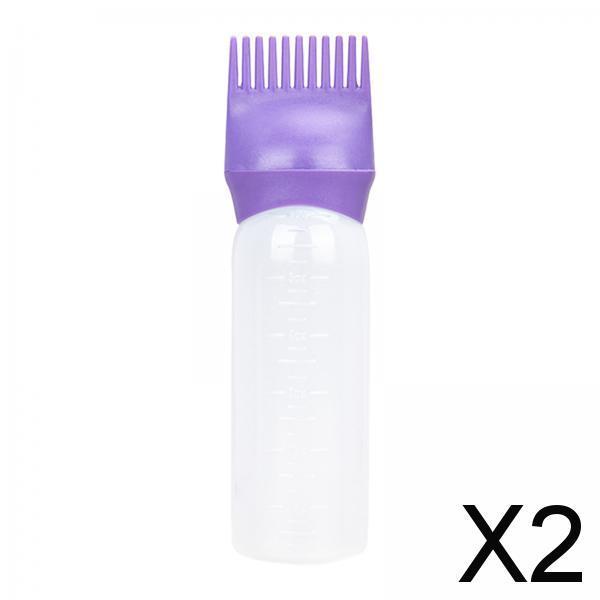 2x120ml Root Comb Applicator Bottle Perming Hairdressing Tool Empty for Home Purple