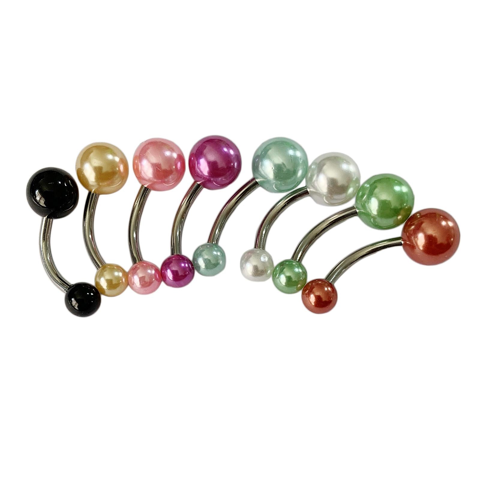 8 Pieces Assorted Colors Belly Button Rings 10mm 1.6mm Body Piercing Jewelry