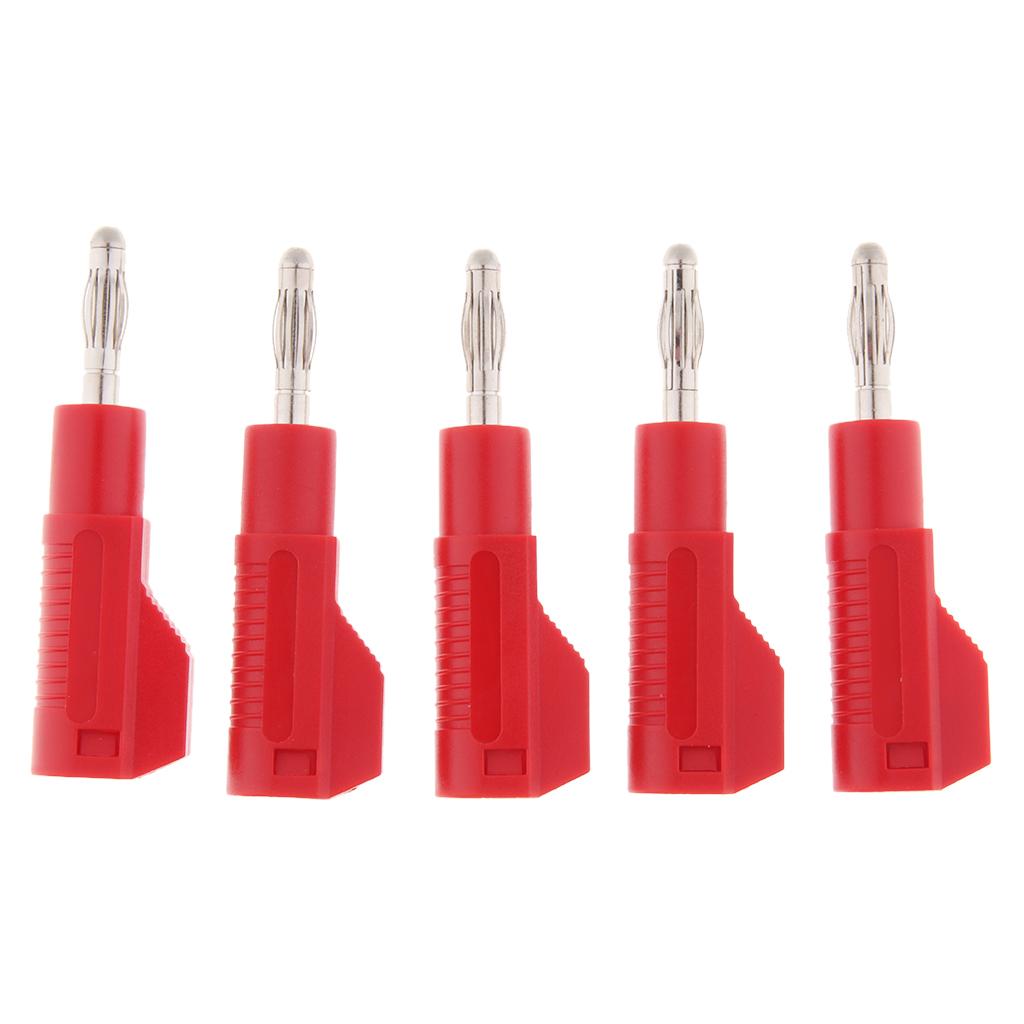 5Pcs Unshrouded Stackable 4mm Banana Plug Speaker Cable Connectors  red