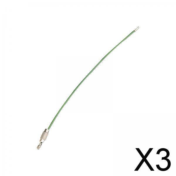 3xWire Keychain Cable 6inch Stainless Steel Hiking for Key Fobs Jewelry DIY Green
