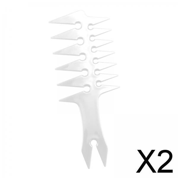 2xMen's Pompadour Hairstyling Combs Wide Tooth Fork Comb Retro Oil Head White