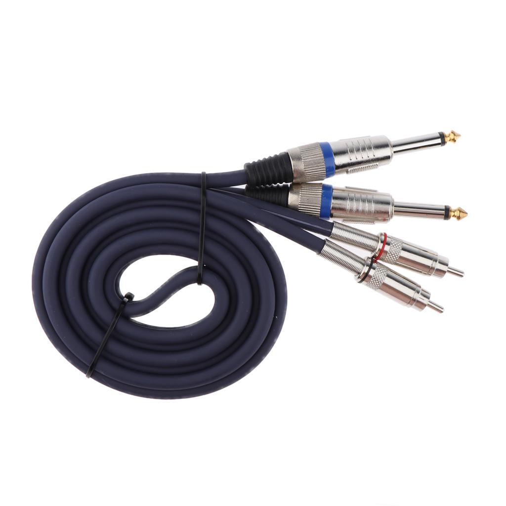Audio Cable Dual 1/4 6.35mm to Dual RCA Phono for Mixer Amplifier 150cm"