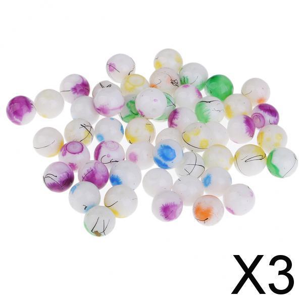 3xPack 100 Multicolor 8mm Round Baking Painted Glass Beads for Jewelry Making