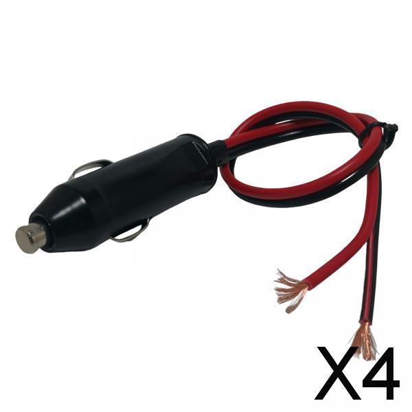 4xCigarette Lighter Male Plug with Leads with 10cm Extension Cable Cars