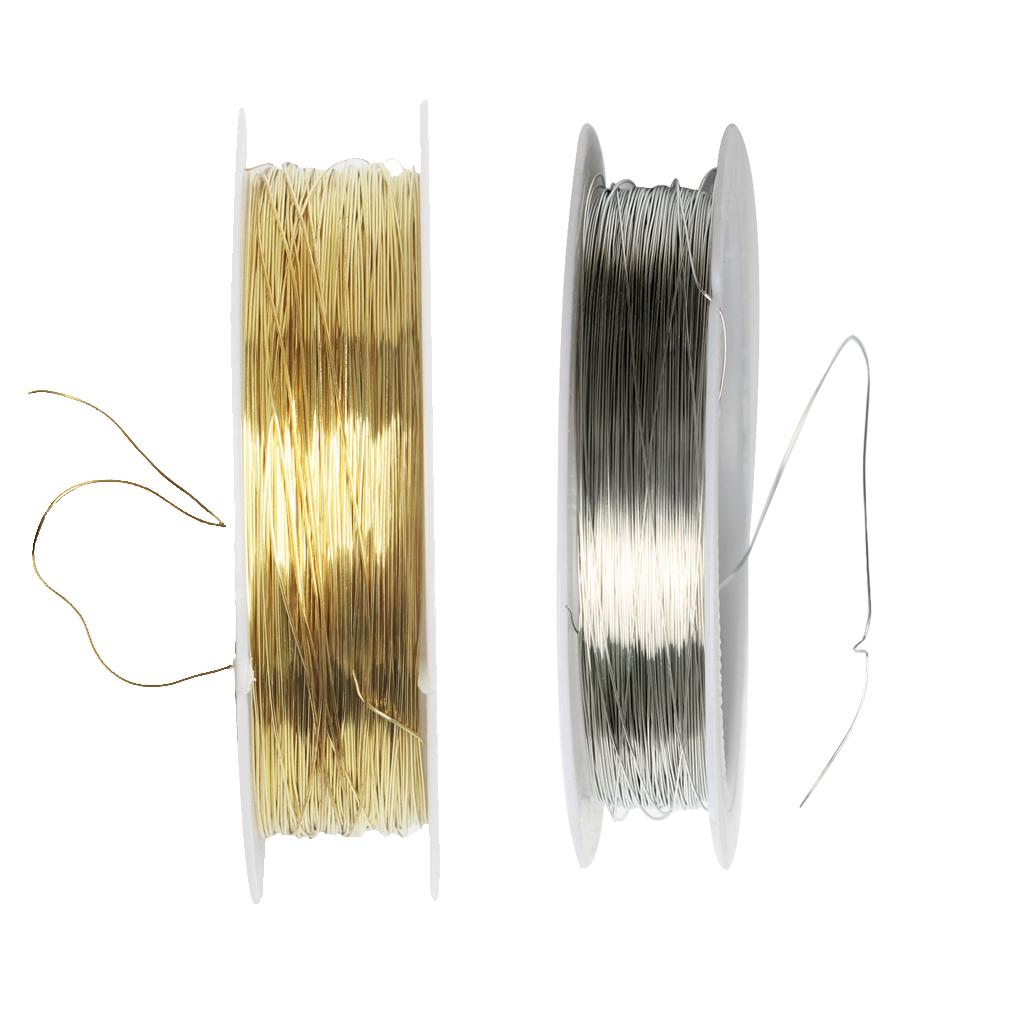 2 Rolls of 22 Meters Iron Wire for Jewelry Making Bridal Hair Jewelry 0.3mm