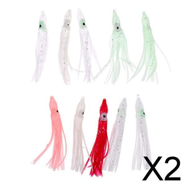 2x10pcs Squid Lure Soft Baits Octopus Squid Skirt Lure Sea Fishing Accessories
