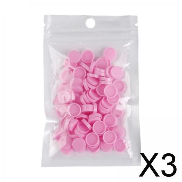 3x100Pcs Adhesive Stand Eyelash Extension Glue Holder Grafting Cup Pink
