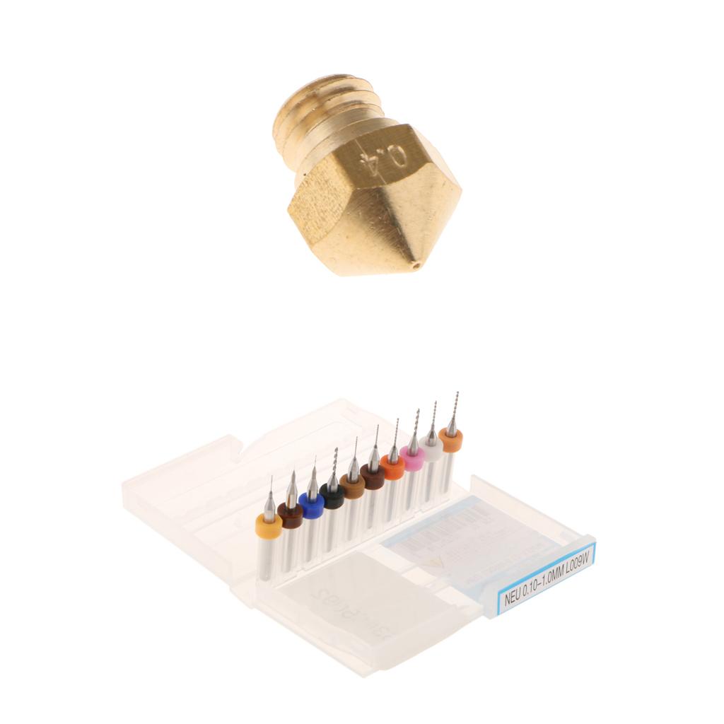 0.4mm Extruder Nozzle+10x Print Head Drill Bit Clean Kit for MK10 3D Printer