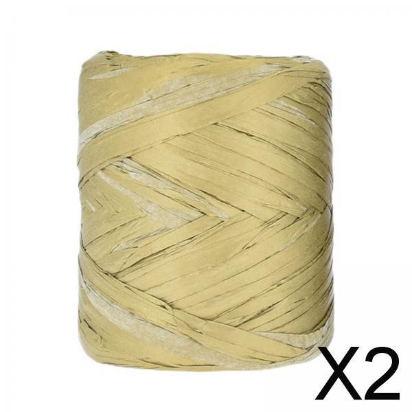 2xRaffia Paper Ribbon Packing Paper Twine Ribbon for Packing Wrapping Bouquets Gold