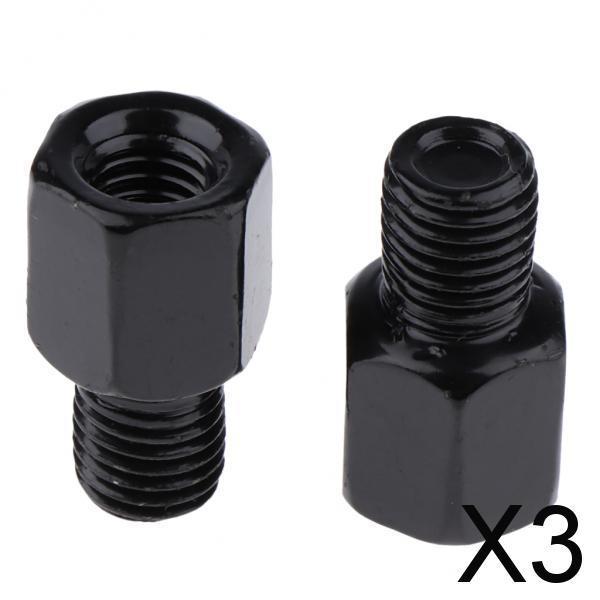 3xScooter Motorcycle Rearview Side Mirror RH 8mm - LH 10mm Adapter Black