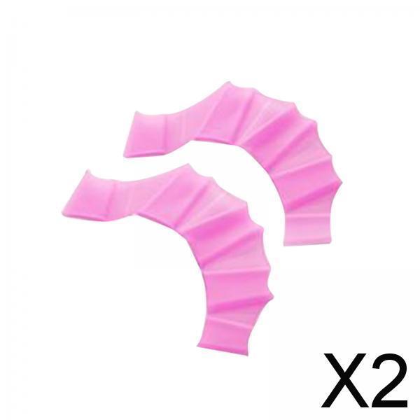 2xSwimming Hand Fins Webbed Swimming Gloves for Diving Swimming Water Exercise Pink M Women