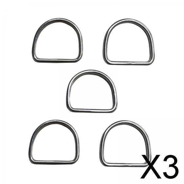 3x5 Pieces Metal D Ring Sturdy Stainless Steel D Rings for Belt Sewing Project 3mmx30mmx27mm