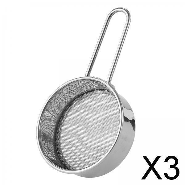 3xFlour Sifter Multifunctional Small Flour Colander with Handles for Sugar