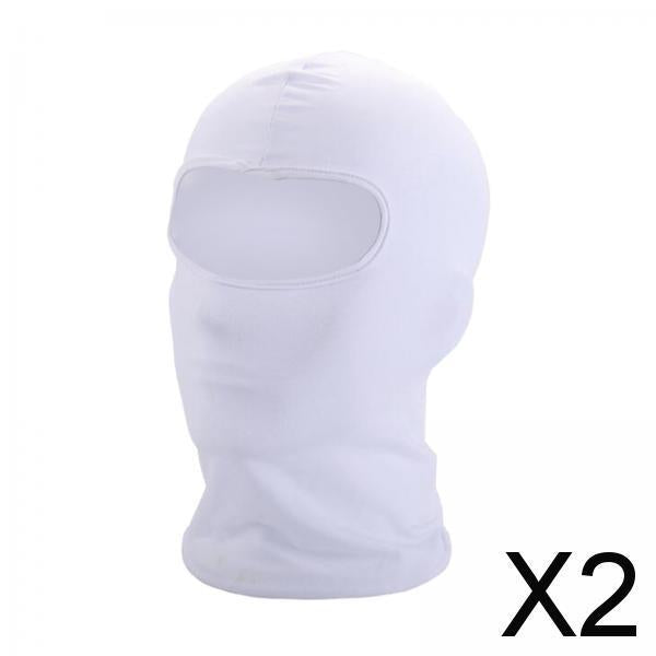 2xFace Mask Sun Shield Hood Neck Gaiter Balaclava Bandana White