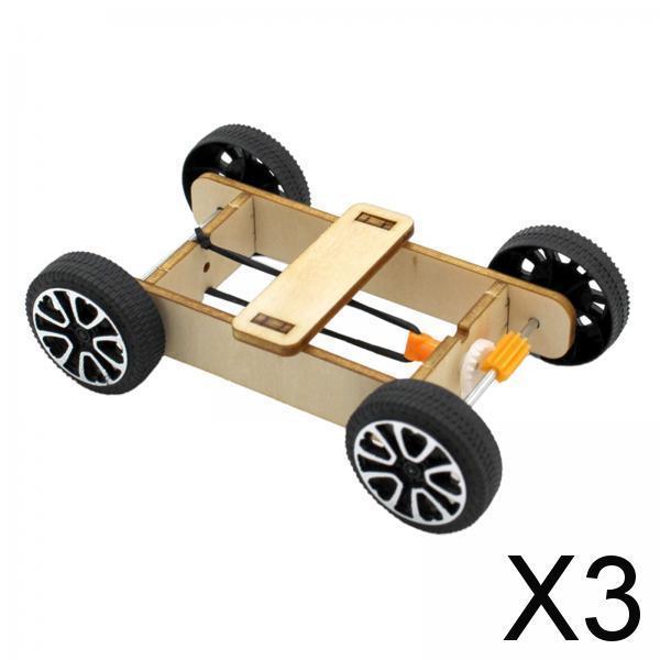 3xWood DIY Car Model Kits Physics Science Cognitive Toys 10.5cmx6.5cmx3cm