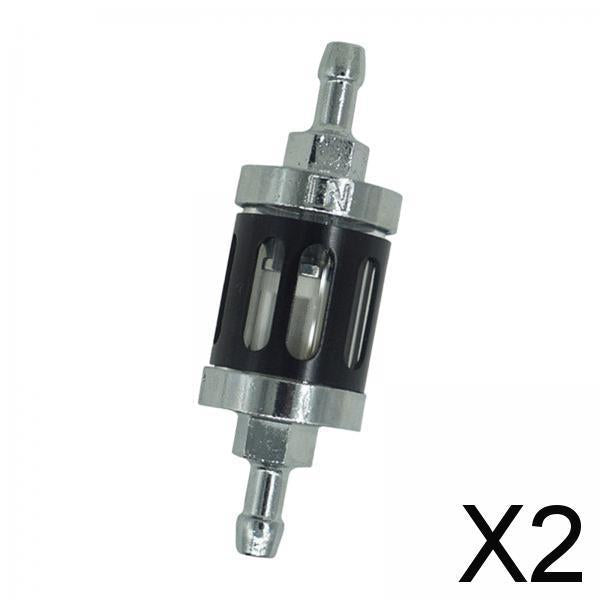 2xMotorcycle Fuel Filter Gasoline Oil Filter Universal Reusable Aluminum Alloy Black