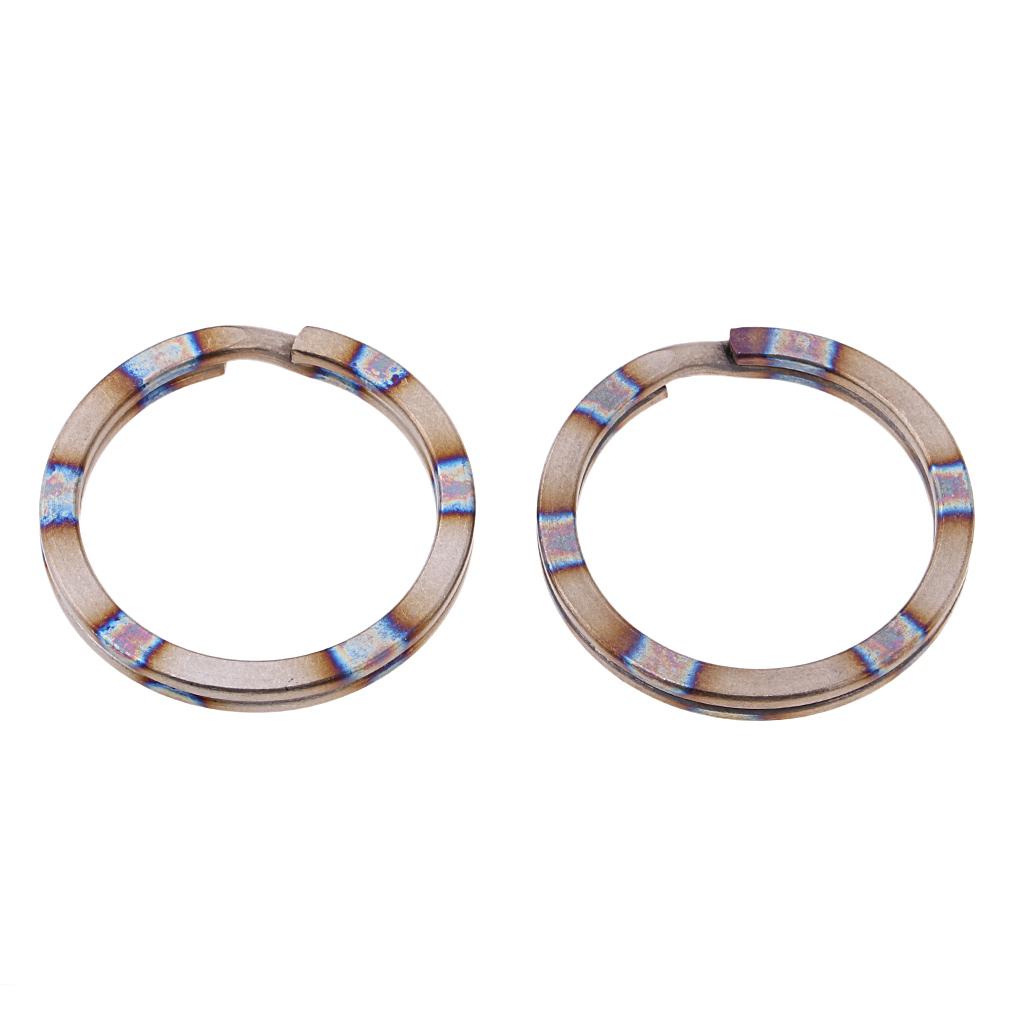 2 Pieces Titanium Key Ring Pocket Tool Mini Split Keychain Circle Clip 32mm