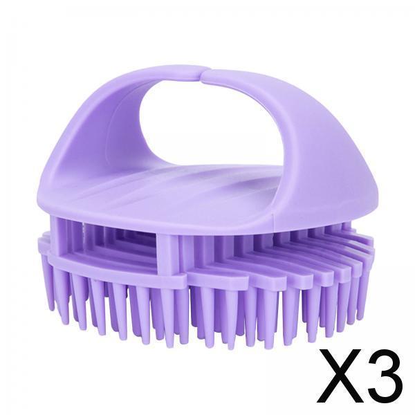 3xScalp Massager Shampoo Brush Hair Brush with Soft Silicone Bristles for Hair Violet