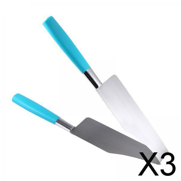 3xStainless Steel Cake Slicers Adjustable Pie Cutter for Kitchen Parties Pastry Blue