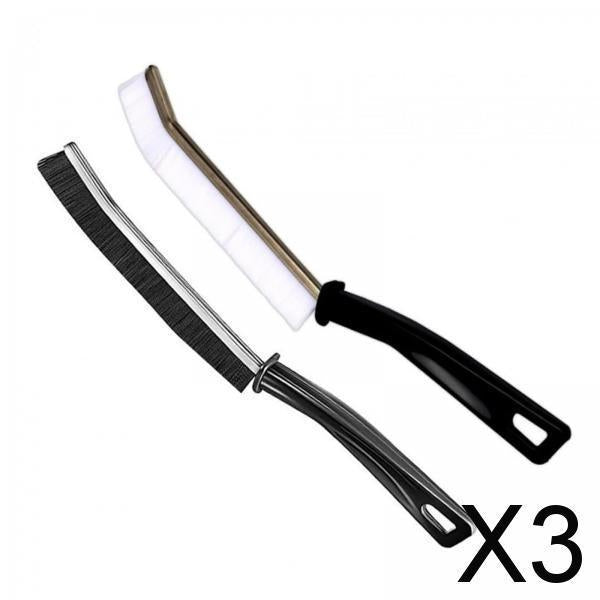 3xCrevice Brush Handheld Groove Cleaning Brush for Shower Bathtubs Dining Room White with black