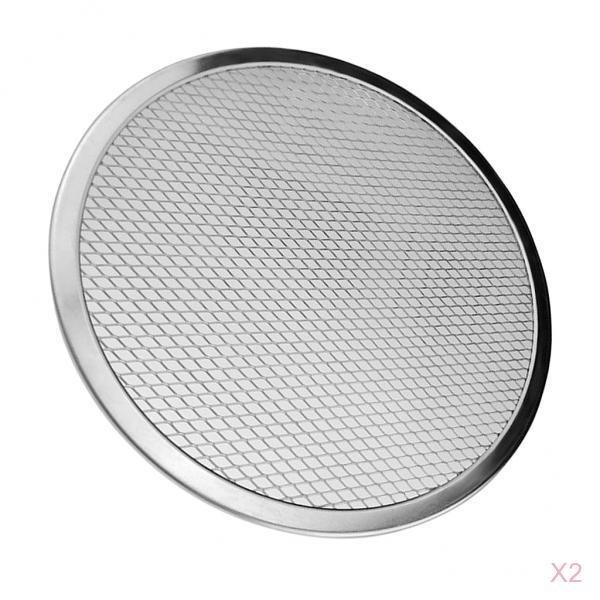 2pcs Aluminium Flat Mesh Pizza Screen Oven Baking Tray Net Bakeware 16inch