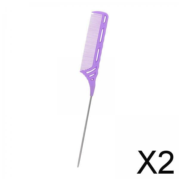 2xRat Tail Comb for Women / Men Girls Hair Styling at Home Salon purple