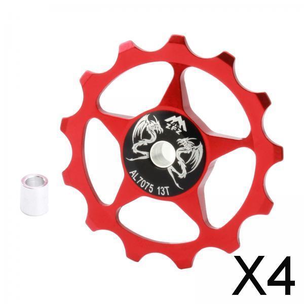 4xBicycle Jockey Wheel Bicycle Rear Derailleur Bearing Guide Wheel 13T Red