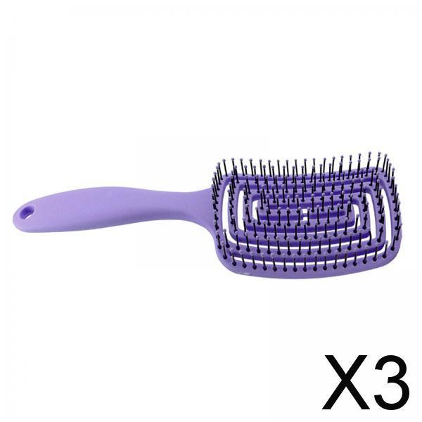 3xDetangle Hairbrush Fast Drying Hair Vented Hair Brush for Barber Purple