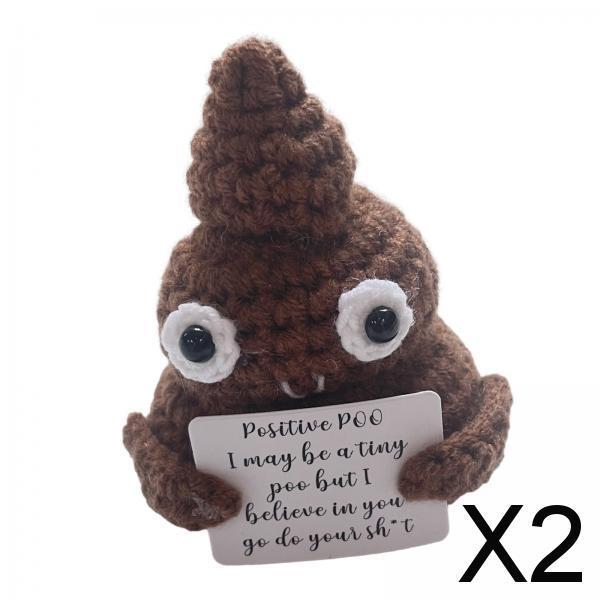 2xInspired Toy Gifts Positive Poo Knitted Doll for Home Decor Xmas Desktop brown