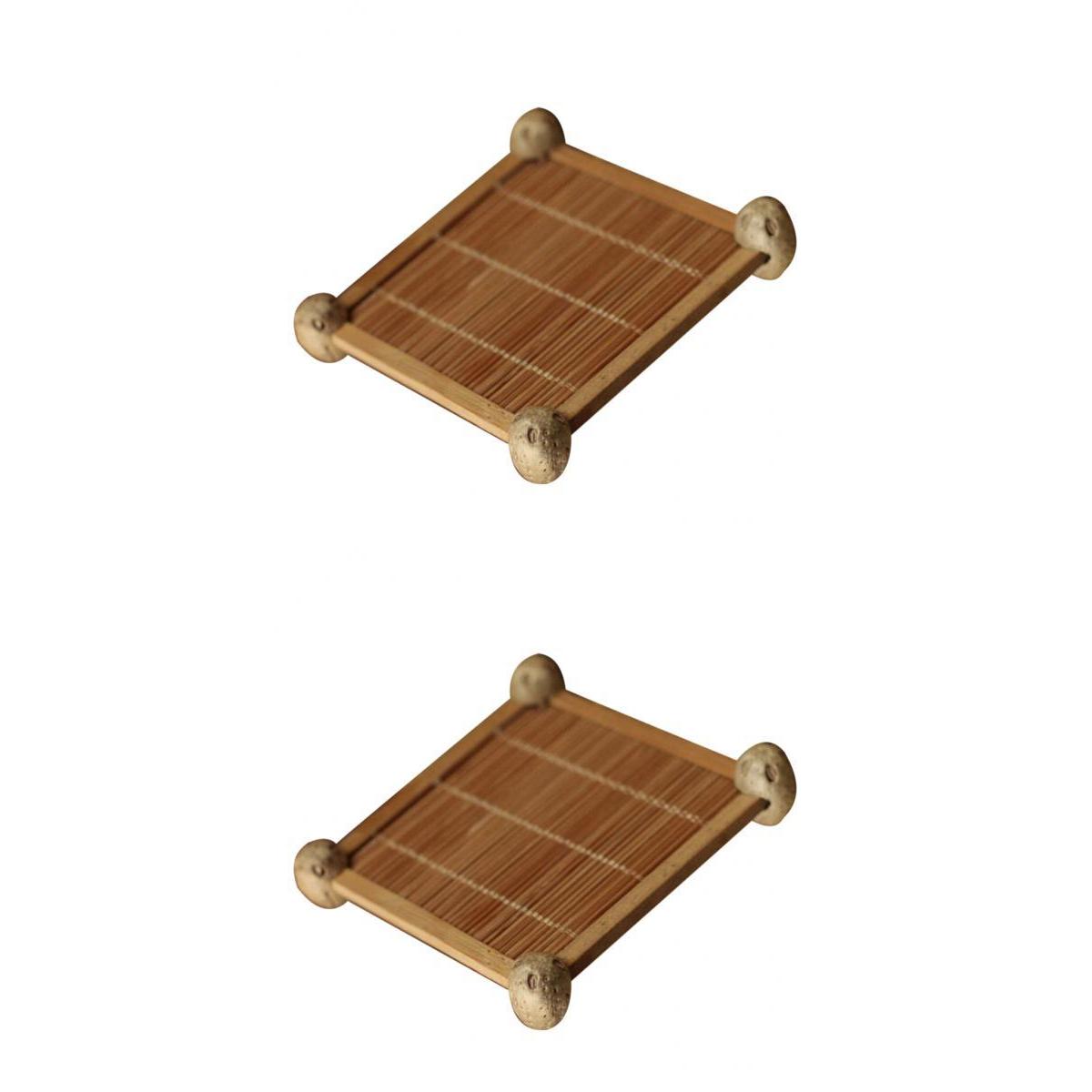 2pcs Japanese Handmade Insulation Mat Tea Cup Coaster Bowl Holder Bamboo