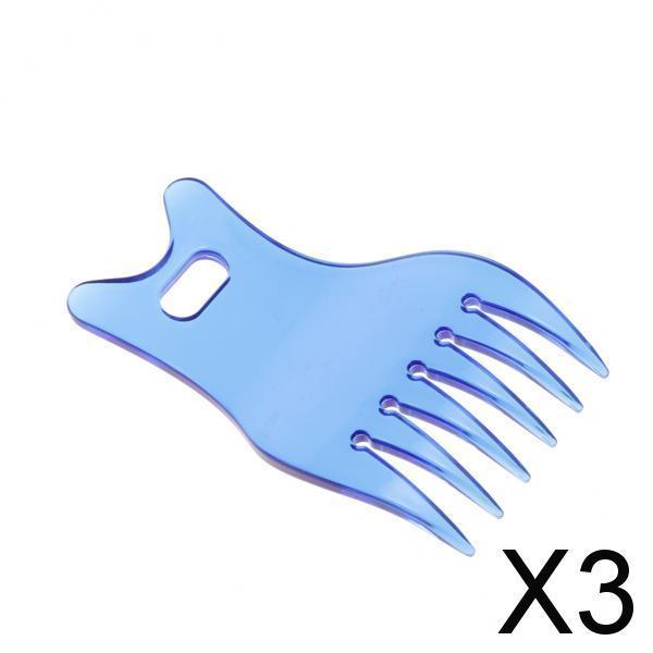 3xProfessional Plastic Wide Tooth Oily Hair Comb Styling Hair Lift Combs Blue