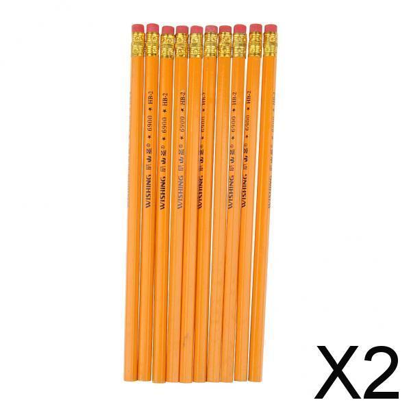 2x10 Pcs HB No.2 Woodcase Pencils Office School Break Resistant Yellow Barrel