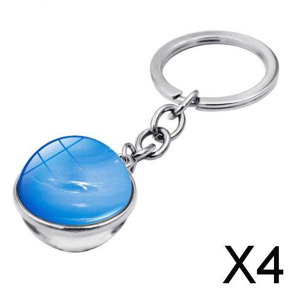 4xMetal Gem Cabochon Keychain Split Rings Fashion Keyring Key Chain Decors C