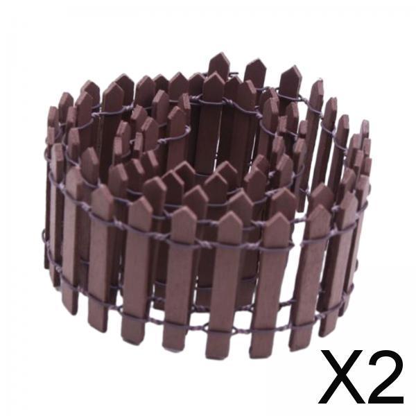 2xMiniature Fairy Garden Fence 90x5cm for Dollhouses Fairy Gardens Accessories Coffee