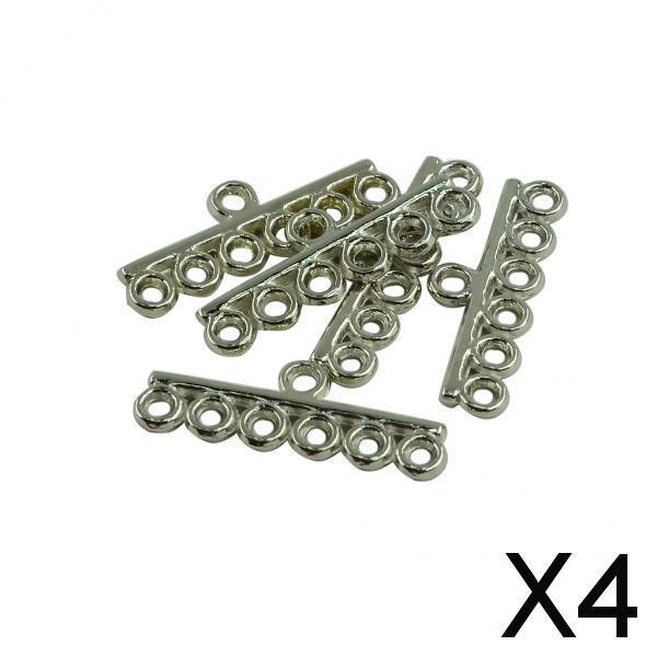 4x50 Pieces 6 Strand Hole Crimp End Bar Beads Jewelry Connector Jewelry Making