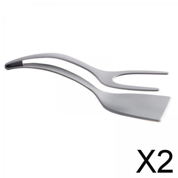 2xFood Clip Cooking Tool Nonstick Fried Egg Turner for Frying Turning Flipping gray