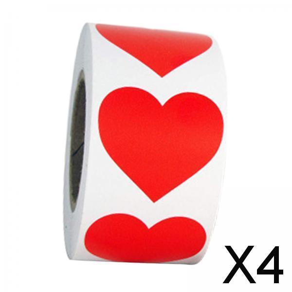 4xHeart Stickers 500Pcs Valentines Day Decoration for Birthdays Party Holidays Red