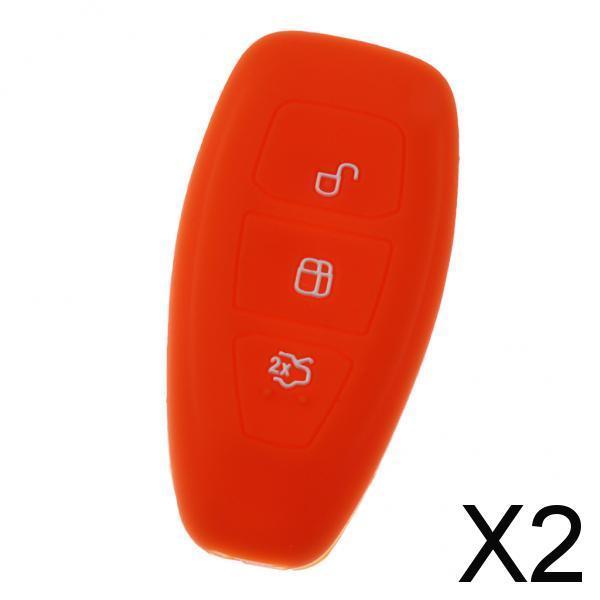 2x3 Buttons Remote Key Silicone Case Cover For Ford Fiesta C-Max Mondeo Orange
