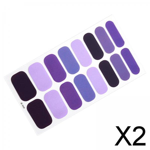2x16 Pieces Cured Gel Nail Strips Self Adhesives Gel Nail Wrap Stickers Decals Style A