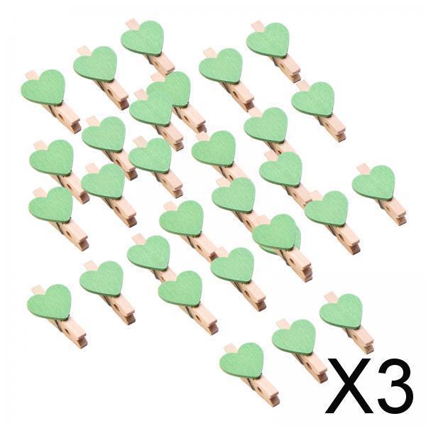 3x30pcs Mini Wooden Clothes Photo Paper Peg Clothespin Craft Clips 30MM Green