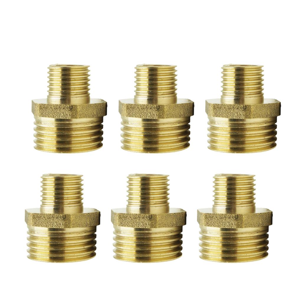 6x Brass Barbed Double-Headed Hex Bushing Fitting Connector Adapter 1/4-1/8