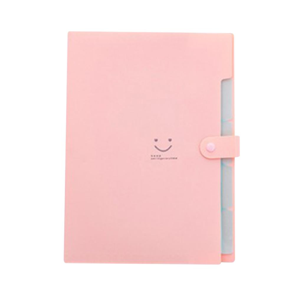 Smile Face Document Bag A4 Expanding File Folder Wallet Bill Folders Purple