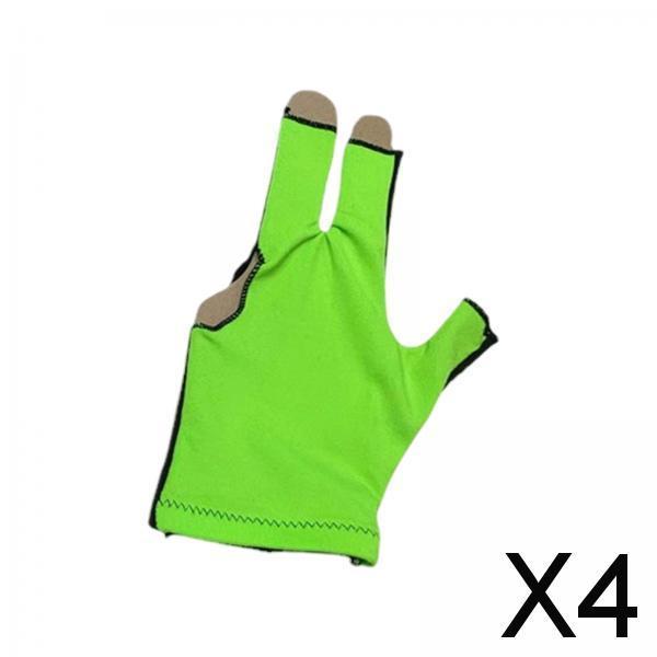 4xSnooker Open Pool Cue Glove Mitts Snooker Cue Glove 3 Fingers Billiard Glove Black Green