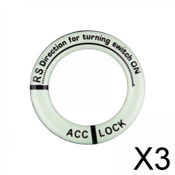 3xUniversal Ignition Switch Decoration Rings Glow in The Dark luminous Black