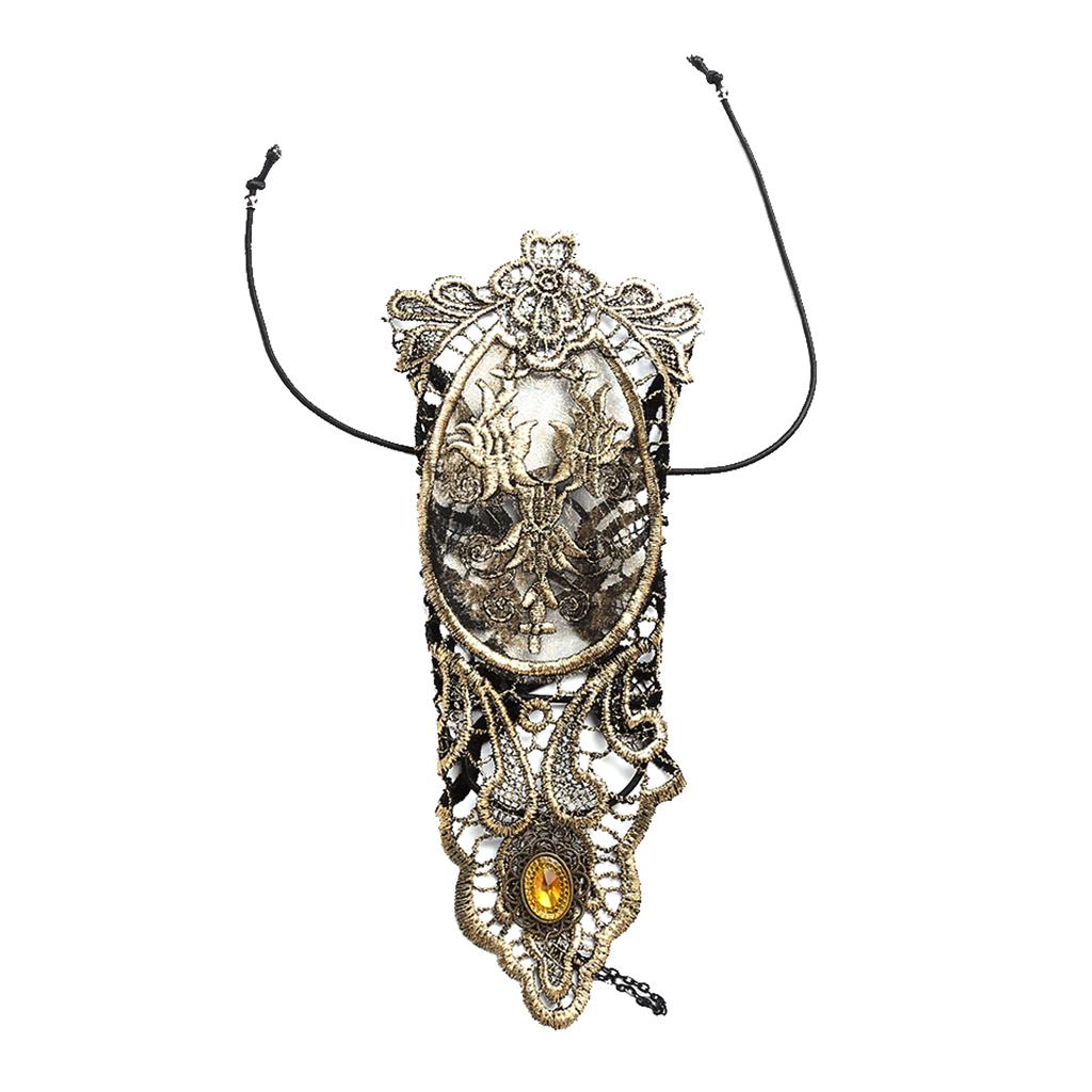 2 Pieces Flower Lace Bracelet Gothic Wedding Bridal Slave Bracelet Ring