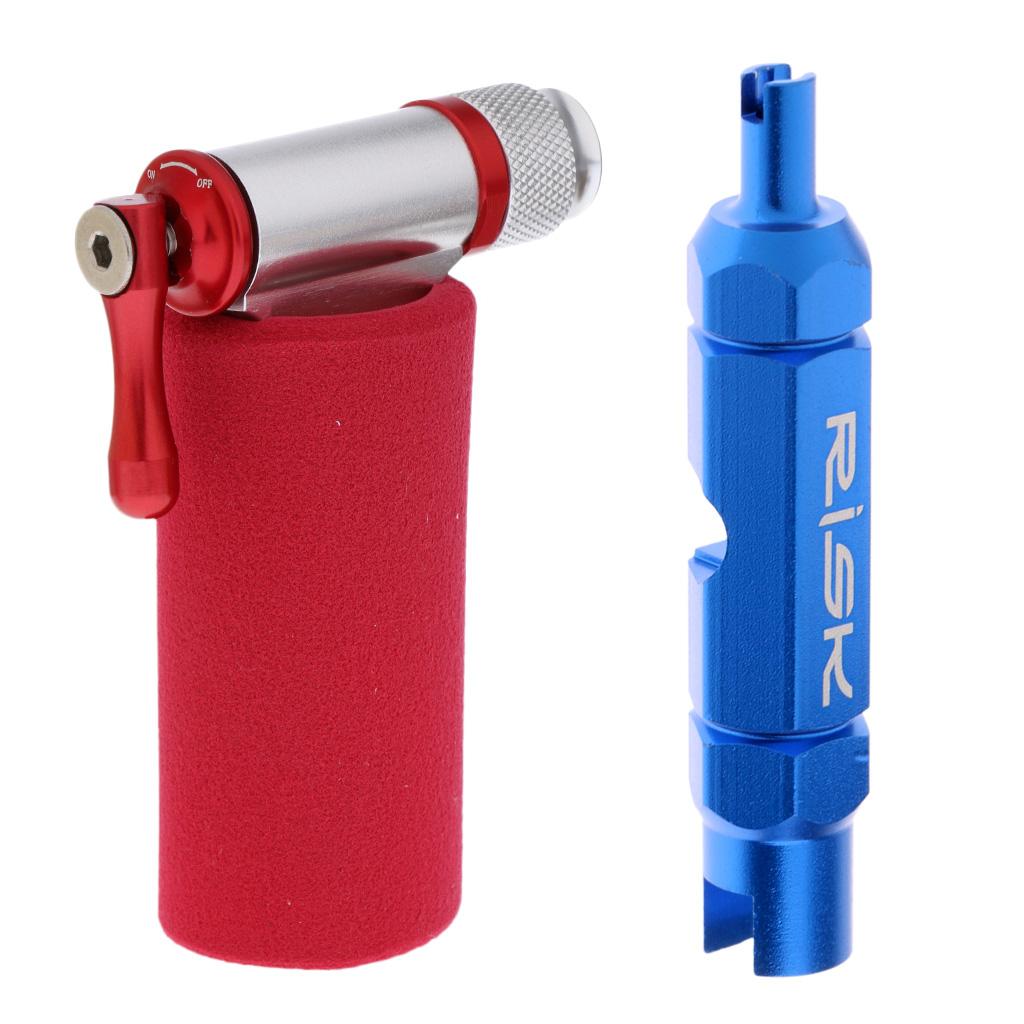 Bike Bicycle Air Pump CO2 Inflator + Valve Core Extractor Remover Tool