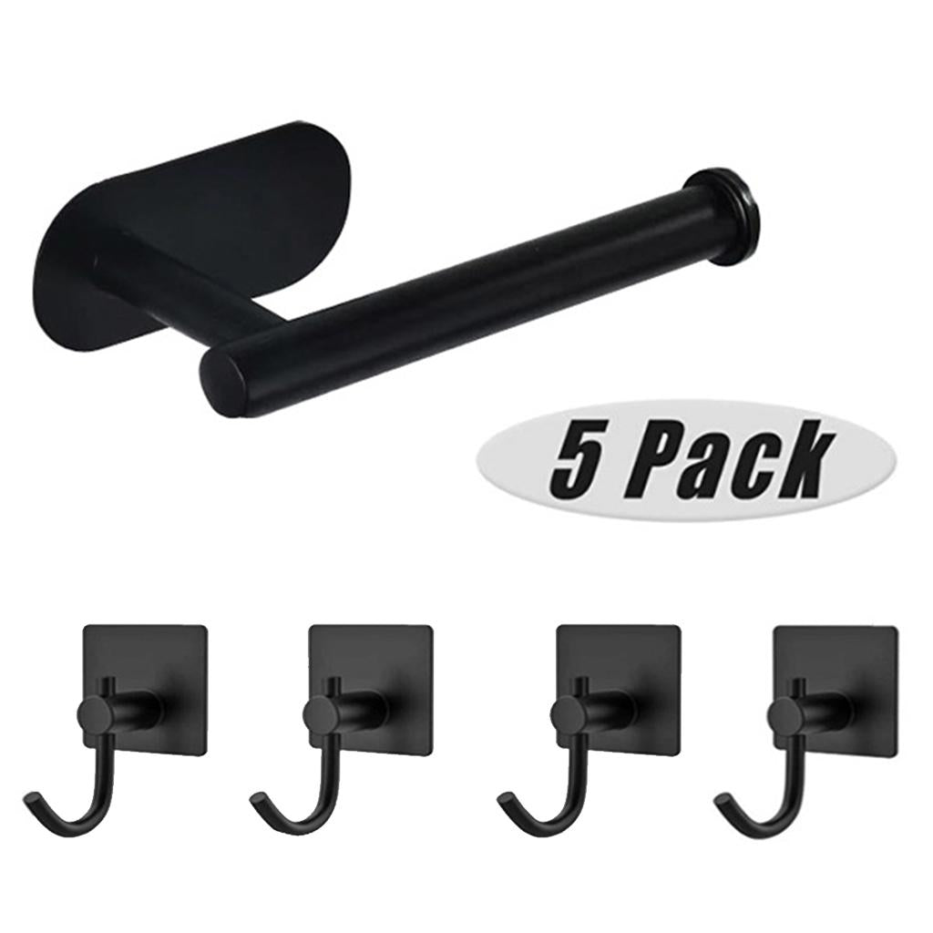 5 Pack Self Adhesive Paper Holder Stainless Steel Towel Hook  J Shape Hook